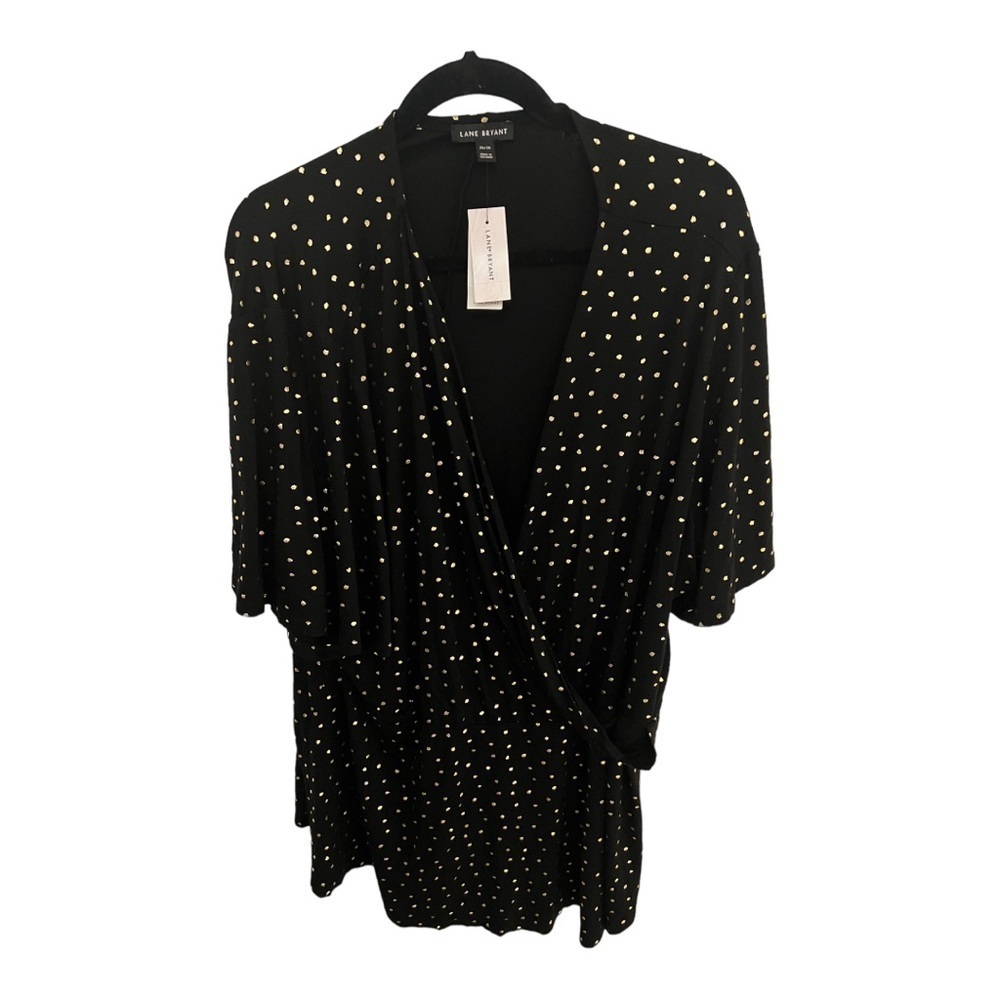 Lane Bryant Black Gold Polka Dot Tunic Womens Size 26 28